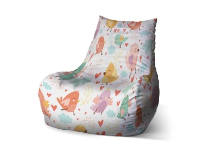 Sablio Sedací vak Bean Oblak s ptáčky - 100 x 90 x 45 cm (Varianta Sablio Sedací vak Bean Oblak s ptáčky - 100 x 90 x 45 cm)