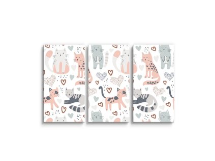 Sablio Obraz - 3-dílný Malované kočičky - 120x80 cm (Varianta Sablio Obraz - 3-dílný Malované kočičky - 120x80 cm)