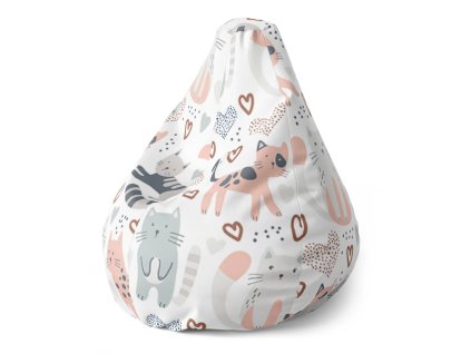 Sablio Sedací vak Pear Malované kočičky - 140 x 100 x 25 cm (Varianta Sablio Sedací vak Pear Malované kočičky - 140 x 100 x 25 cm)