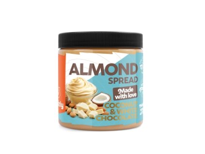 mandlovy krem s bilou cokoladou a kokosem 500 g img grizly~~orechova masla a kremy~~orechova masla 500g~~peanut spread coconut white chocolate fd 99