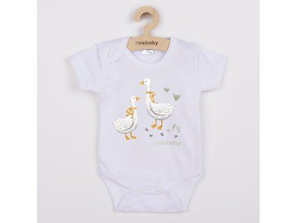 Dětské body s potiskem New Baby Husičky - krátký rukáv (Velikost 74 (6-9m))