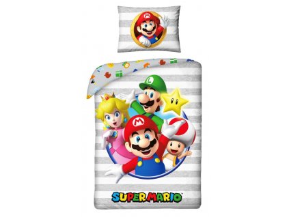 HALANTEX Povlečení Super Mario stripe Bavlna, 140/200, 70/90 cm