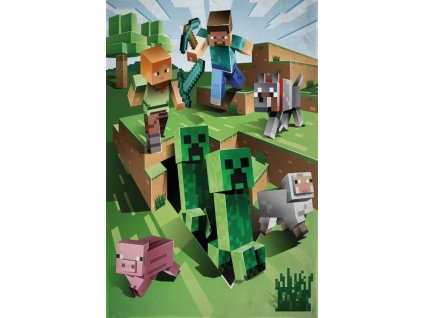 HALANTEX Fleece deka Minecraft Farma Polyester, 100/150 cm