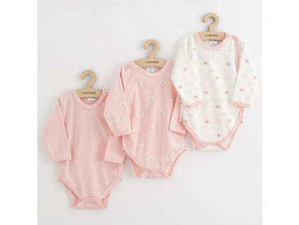 Kojenecké celorozepínací body New Baby Classic II Holka 3ks růžová (Velikost 56 (0-3m))