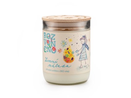 Rozvoněno Vonná svíčka - Zimní nálada (300 ml) - ve sklenici z lahve od vína (Varianta Zimní nálada (300 ml) - ve sklenici z lahve od vína)