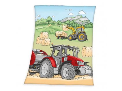 HERDING Fleece deka Traktor Polyester, 130/160 cm