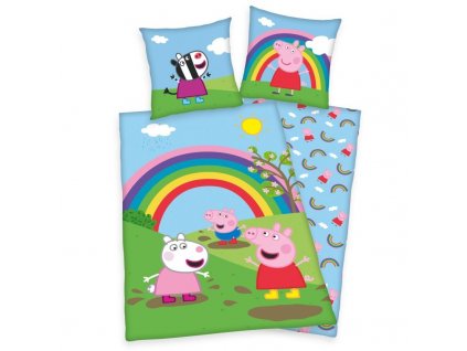 HERDING Povlečení Peppa Pig duha Bavlna, 140/200, 70/90 cm