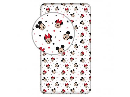 JERRY FABRICS Prostěradlo Mickey a Minnie Stars Bavlna, 90/200 cm