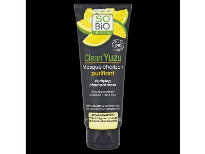 SO’BiO étic Maska pleťová čisticí s aktivním uhlím - Clean Yuzu BIO (75 ml) - ideální pro mastnou pleť (Varianta Clean Yuzu BIO (75 ml) - ideální pro mastnou pleť)