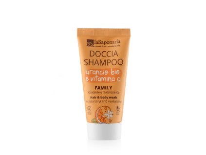 laSaponaria Sprchový gel a šampon 2v1 s BIO pomerančem a vit. C pro celou rodinu 30 ml - se sladkou a povzbuzující vůní (Varianta se sladkou a povzbuzující vůní)