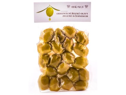 17284 zelene olivy s cesnekem 150 g