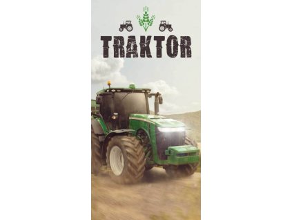 JERRY FABRICS Osuška Traktor green Bavlna - Froté, 70/140 cm
