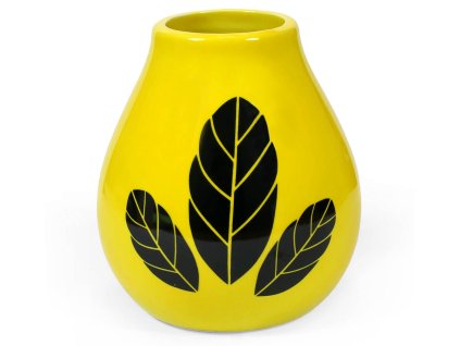 16258 kalabasa keramicka s motivem listku zluta 350 ml