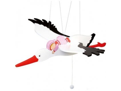 Goki létající závěsná hračka Čáp a růžové miminko
