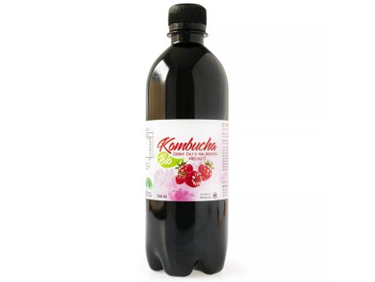 Stevikom Kombucha černý čaj s malinovou příchutí BIO 500 ml