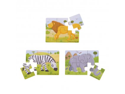 Bigjigs Toys Puzzle 3v1 safari zvířátka