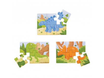 Bigjigs Toys Puzzle 3v1 dinosauři