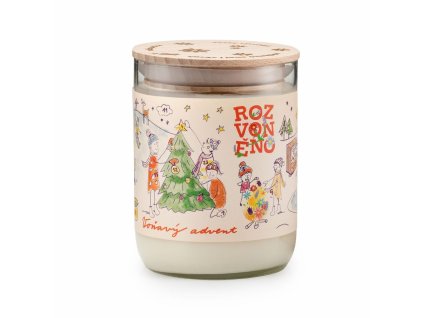 Rozvoněno Vonná svíčka - Voňavý advent (300 ml) - s novou vůní a dřevěným víčkem (Varianta Voňavý advent (300 ml) - s novou vůní a dřevěným víčkem)