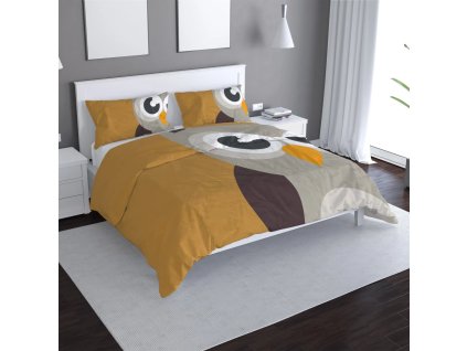 Sablio Povlečení Kreslená sova - 140x200 / 90x70 (Varianta Sablio Povlečení Kreslená sova - 140x200 / 90x70)