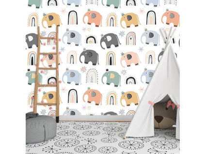 Sablio Tapeta Animovaní sloni - 125x75 cm (Varianta Sablio Tapeta Animovaní sloni - 125x75 cm)