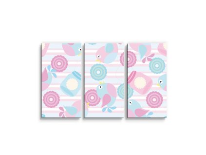 Sablio Obraz - 3-dílný Roztomilí ptáčci - 120x80 cm (Varianta Sablio Obraz - 3-dílný Roztomilí ptáčci - 120x80 cm)