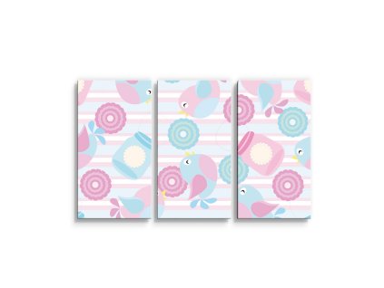 Sablio Obraz - 3-dílný Roztomilí ptáčci - 120x80 cm (Varianta Sablio Obraz - 3-dílný Roztomilí ptáčci - 120x80 cm)