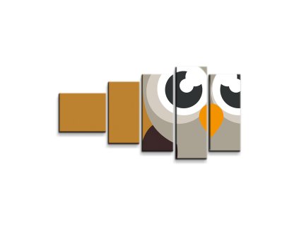 Sablio Obraz - 5-dílný Kreslená sova - 100x60 cm (Varianta Sablio Obraz - 5-dílný Kreslená sova - 100x60 cm)