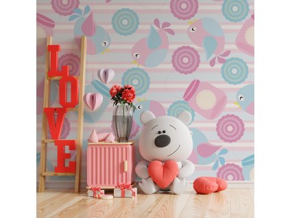 Sablio Tapeta Roztomilí ptáčci - 125x75 cm (Varianta Sablio Tapeta Roztomilí ptáčci - 125x75 cm)