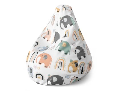 Sablio Sedací vak Pear Animovaní sloni - 140 x 100 x 25 cm (Varianta Sablio Sedací vak Pear Animovaní sloni - 70 x 95 x 15 cm)