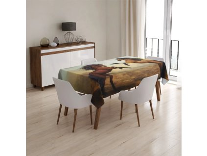 Sablio Ubrus Vzpínající se koně - 130x130 cm (Varianta Sablio Ubrus Vzpínající se koně - 130x130 cm)