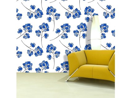 Sablio Tapeta Modré kvítí - 125x75 cm (Varianta Sablio Tapeta Modré kvítí - 125x75 cm)