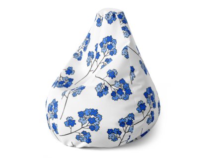 Sablio Sedací vak Pear Modré kvítí - 140 x 100 x 25 cm (Varianta Sablio Sedací vak Pear Modré kvítí - 140 x 100 x 25 cm)