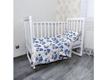 Sablio Mikroplyšové dětské povlečení do postýlky Modré kvítí - 100x135 / 40x60 (Varianta Sablio Mikroplyšové dětské povlečení do postýlky Modré kvítí - 100x135 / 40x60)