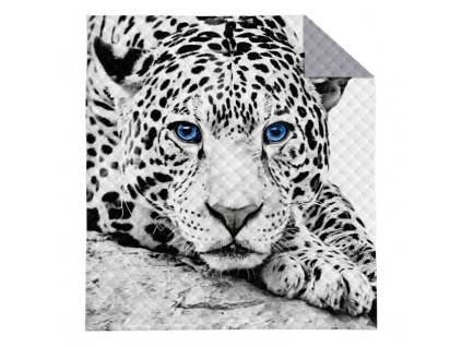 DETEXPOL Přehoz na postel Leopard černobílá Polyester, 220/240 cm