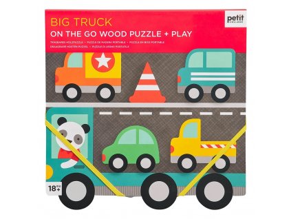 Petit Collage Robustní dřevěné puzzle Big Truck