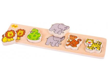 Bigjigs Baby Dřevěné vkládací puzzle safari