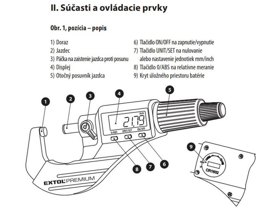 Sucasti Aovladacie Prvky Mikrometra