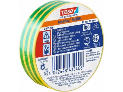 elektroizolacna paska 53988 zlto zelena 19mm x 20m tesa