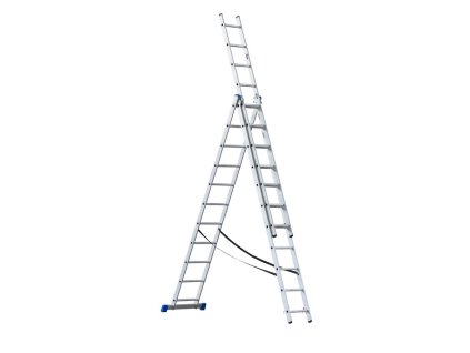 Trojdielny hliníkový rebrík 7,6m, 3x11 priečok