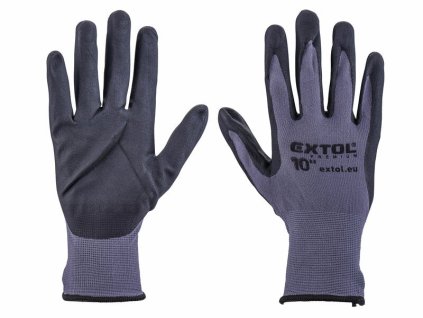 Rukavice nylonové polomáčané v nitrile, 10", EXTOL PREMIUM