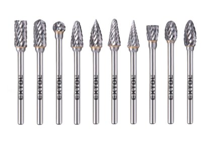 Sada karbidovych frez 10ks o6mm stopka o3mm celkova dlzka 50mm EXTOL INDUSTRIAL