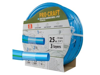 Modrá záhradná hadica Procraft PR-3KGH1925 3 vrstvy, 3/4" 25 m