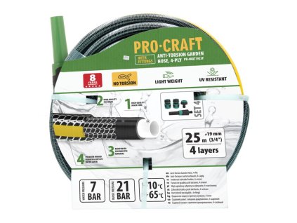 Čierno-žltá záhradná hadica Procraft PR-4KAT1925F