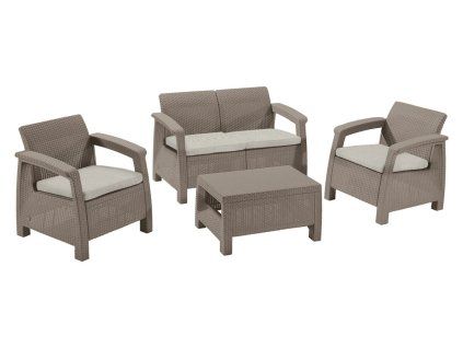 keter corfu set dvojsedacka dve kresla stol cappuccino 1