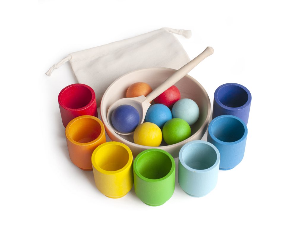 Montessori Holzspielzeug Rainbow: balls in cups - Ulanik