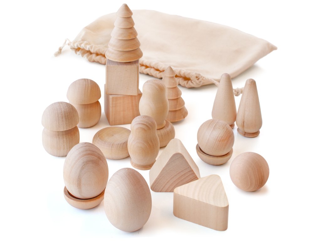 DIY 20 pcs A Wonderful Bag Unfinished Wooden Figurines Set