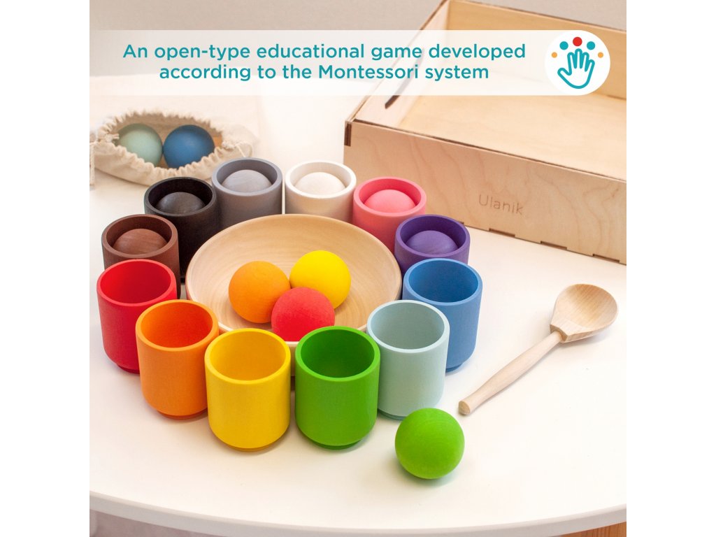 Montessori Holzspielzeug Balls in cups big“ für Kinder - Ulanik