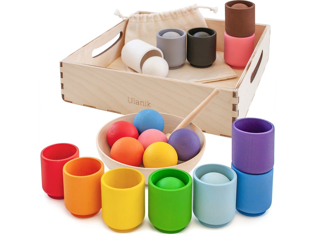 Montessori Holzspielzeug Balls in cups big“ für Kinder - Ulanik