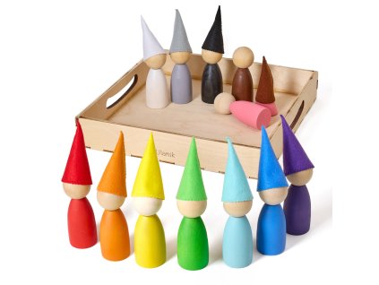 Montessori-Holzspielzeug „Peg Dolls with Hats‟