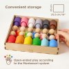 Large Peg Dolls with Cups and Hats Montessori Toy Wooden Sorter Game 12 Gnomes 85 mm
